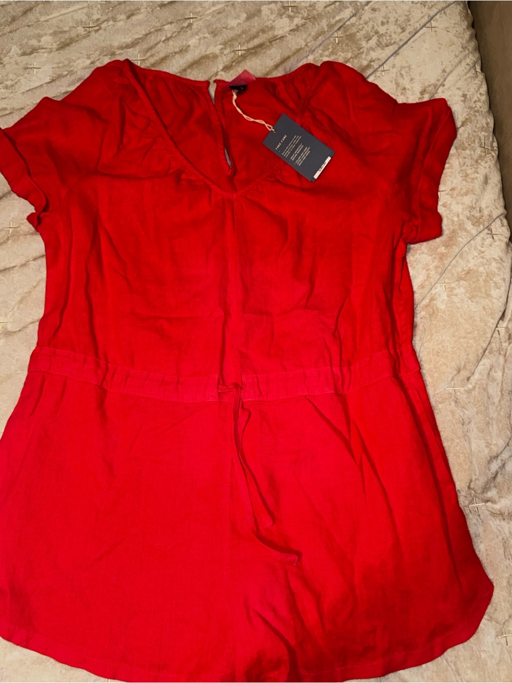 Target coral Short-Sleeve Tunic with Waist Tie